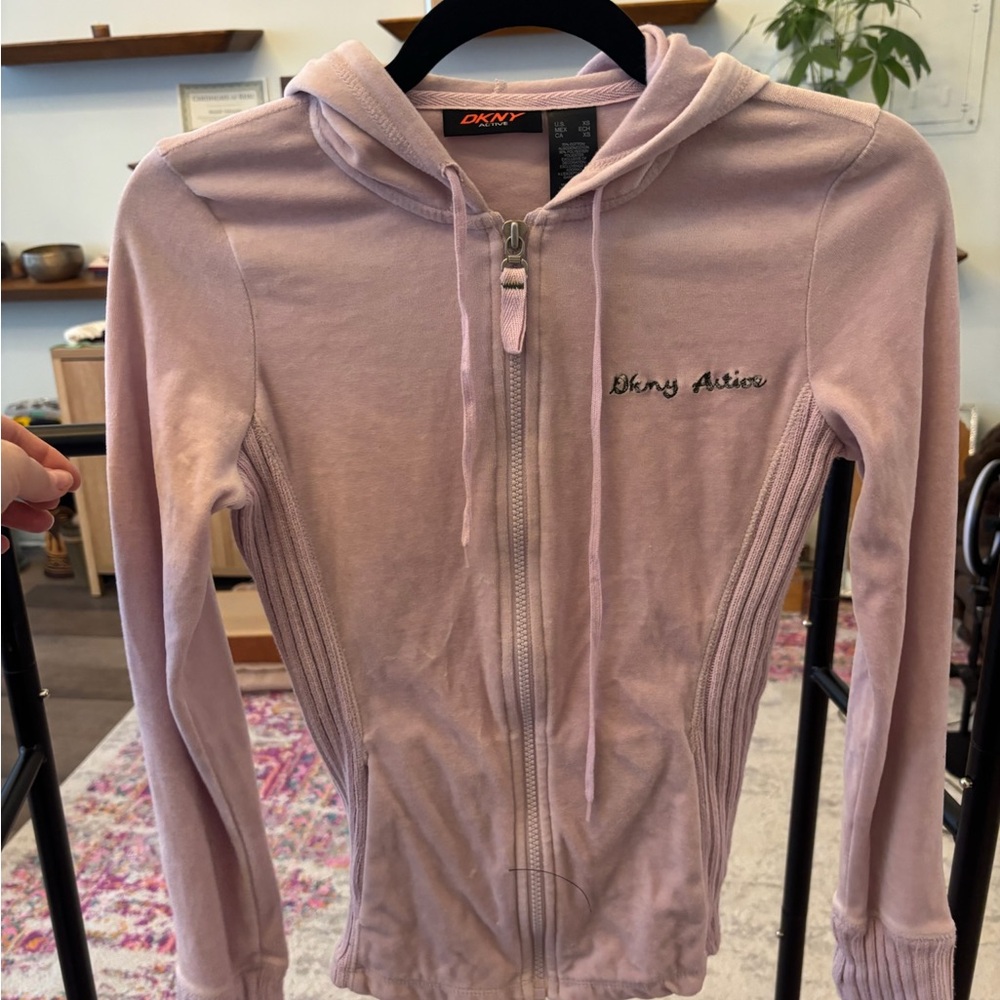 DKNY Light Pink Hoodie Zip-Up Sweatshirt